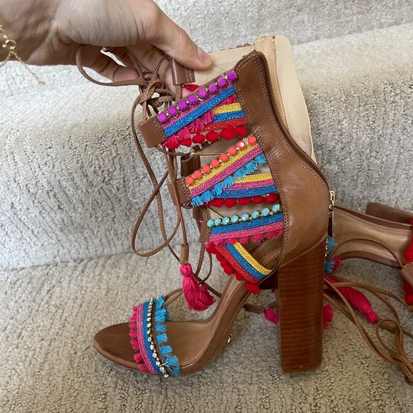 SCHUTZ "Parker" colorful summer gladiator embellished heel sandal - Picture 4 of 8